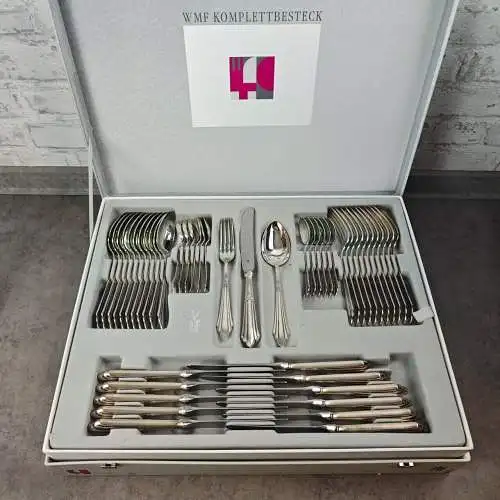 WMF Fächer Besteck Set 12 Personen Vorleger versilbert 90 Cromargan 72-teilig