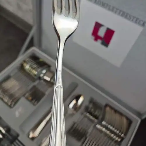 WMF Fächer Besteck Set 12 Personen Vorleger versilbert 90 Cromargan 72-teilig