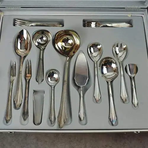 WMF Fächer Besteck Set 12 Personen Vorleger versilbert 90 Cromargan 72-teilig