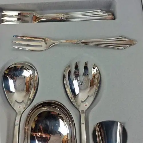 WMF Fächer Besteck Set 12 Personen Vorleger versilbert 90 Cromargan 72-teilig