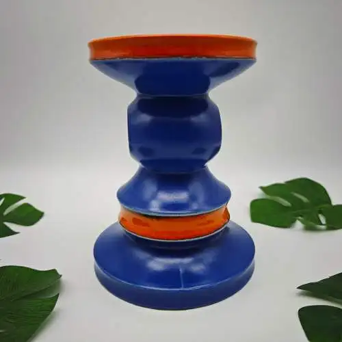 Kerzenhalter Keramik Blau Orange Fat Lava Mid Century 70er Jahre Retro Kerzenstä
