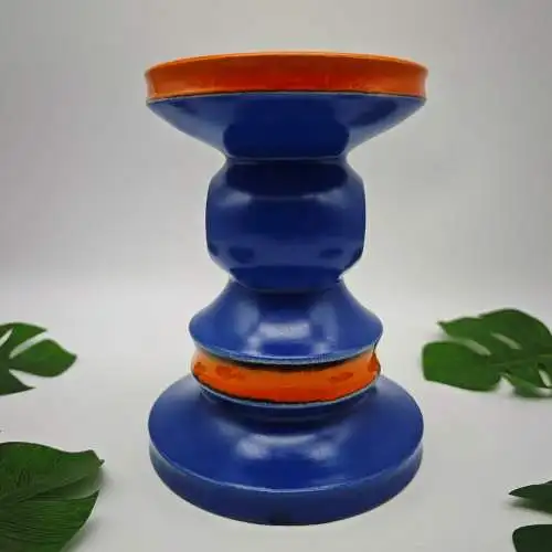 Kerzenhalter Keramik Blau Orange Fat Lava Mid Century 70er Jahre Retro Kerzenstä