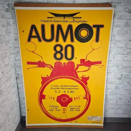 Original Werbeplakat Aumot 80 Ludwigshafen 1980 Autosalon Motorradsalon 70er Des