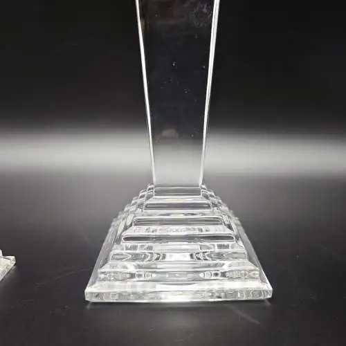2x Nachtmann Kerzenständer modern Art Deco Kristallglas Obelisk Treppe Pyramide 