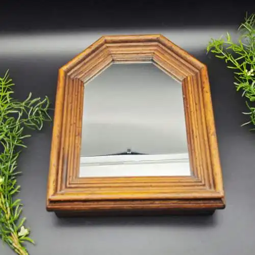 Schlüsselkasten Spiegel Holz Sechseck französische Lilien vintage Biedermeier