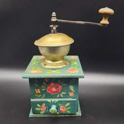 Kaffeemühle vintage Bauernmalerei Kurbel manuell Handmühle Dekoration Landhaus