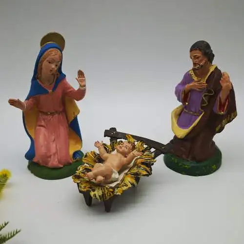 Depose Italy Figuren Set Jesus Maria Josef Krippe handbemalt Miniaturen Weihnach