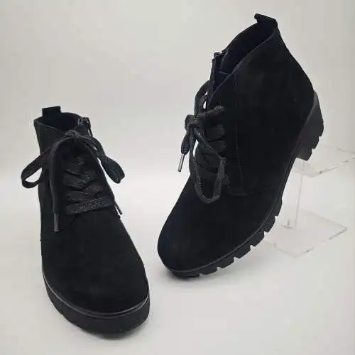 Semler Schnür-Stiefeletten Damen Gr. 35 schwarz Nubuk Leder Echtleder Stiefel