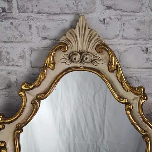 Spiegel Barock Wandspiegel weiß gold geschnitzt Rosen 89x47 cm Shabby Chic Rokok