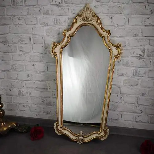 Spiegel Barock Wandspiegel weiß gold geschnitzt Rosen 89x47 cm Shabby Chic Rokok