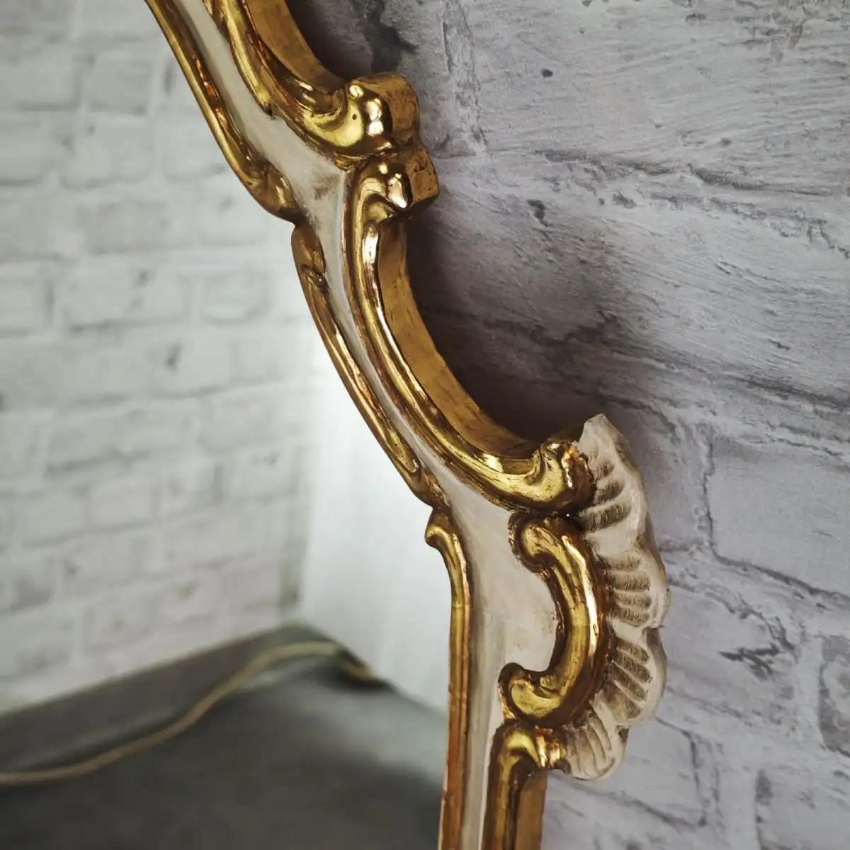 Spiegel Barock Wandspiegel weiß gold geschnitzt Rosen 89x47 cm Shabby Chic Rokok 5