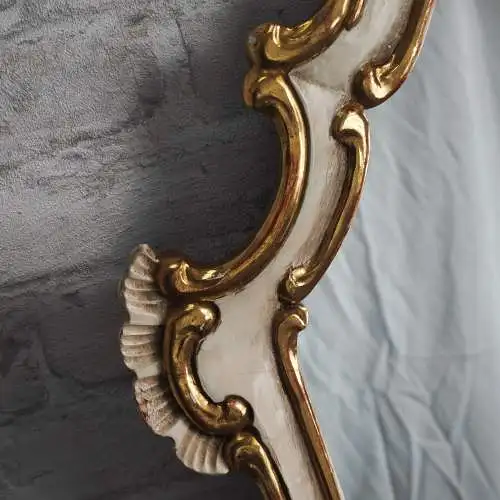 Spiegel Barock Wandspiegel weiß gold geschnitzt Rosen 89x47 cm Shabby Chic Rokok