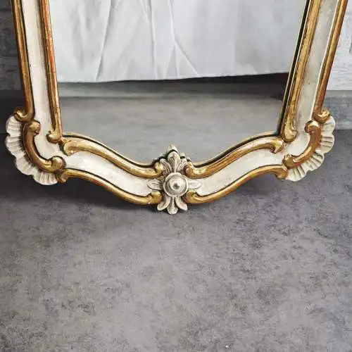 Spiegel Barock Wandspiegel weiß gold geschnitzt Rosen 89x47 cm Shabby Chic Rokok