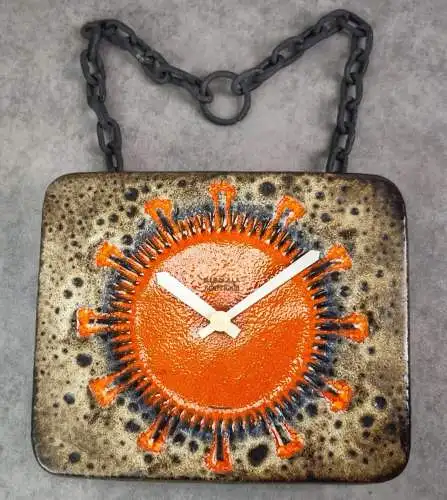 Kienzle Wanduhr Keramik Fat Lava Kette Mid Century Space age orange braun WGP