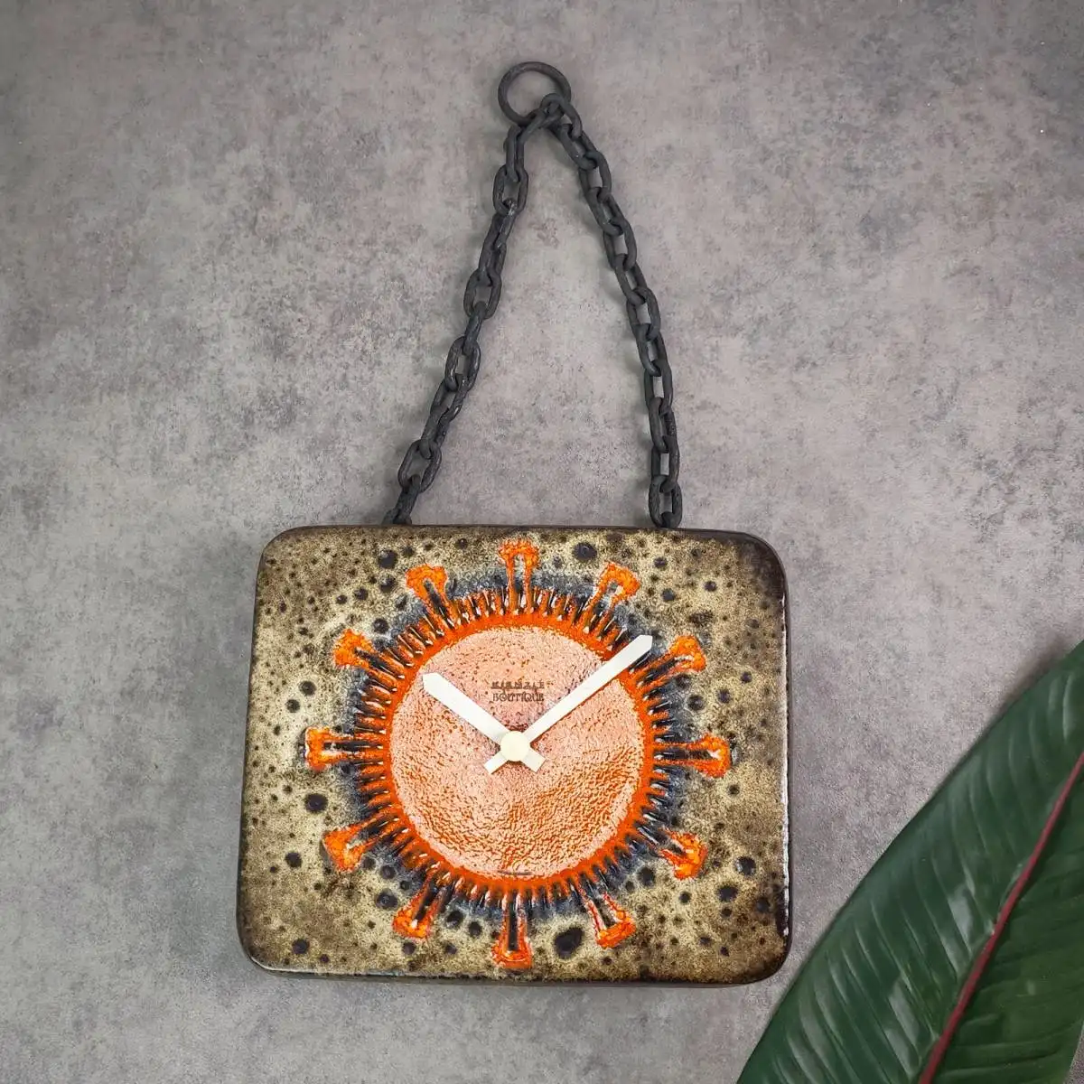 Kienzle Wanduhr Keramik Fat Lava Kette Mid Century Space age orange braun WGP 1