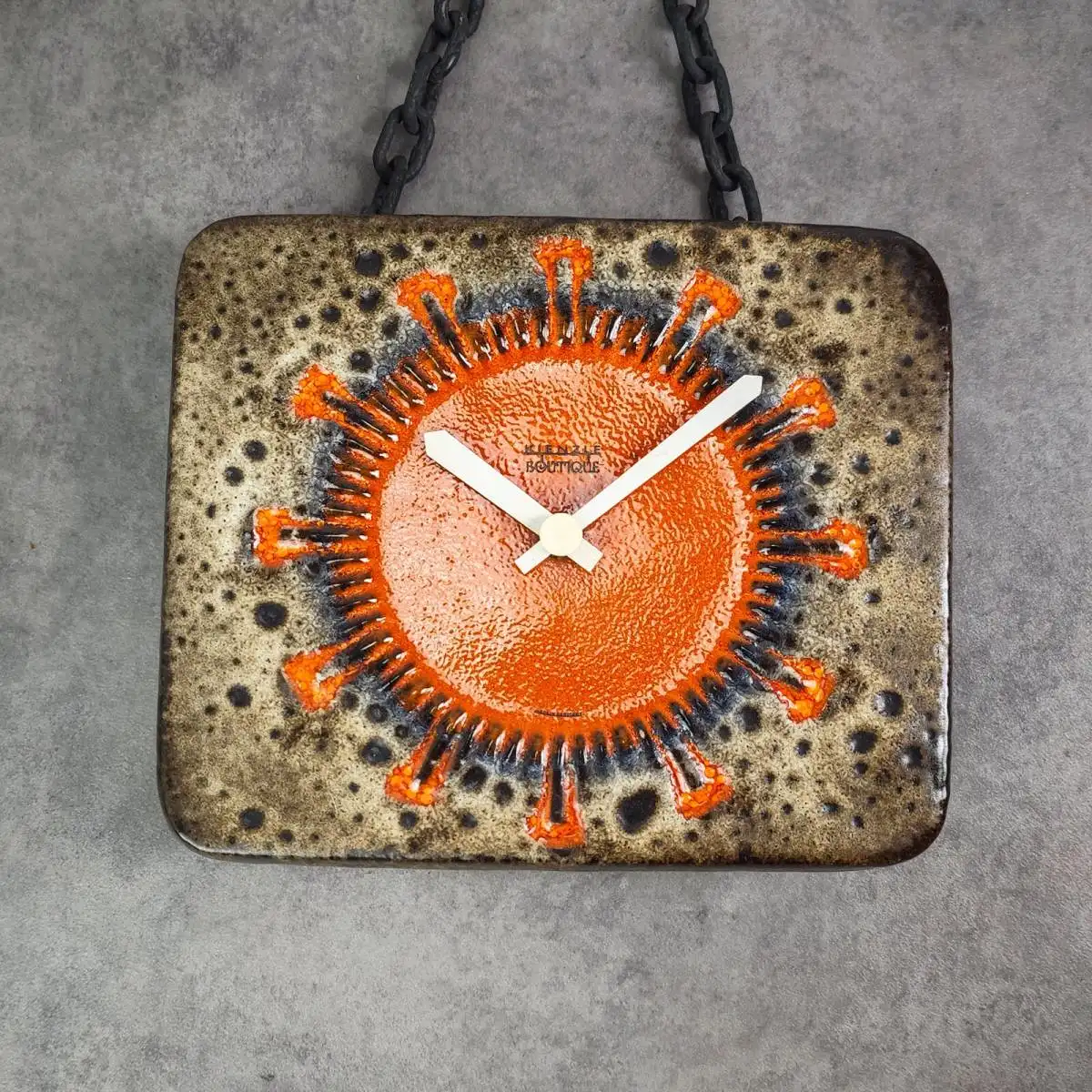 Kienzle Wanduhr Keramik Fat Lava Kette Mid Century Space age orange braun WGP 2