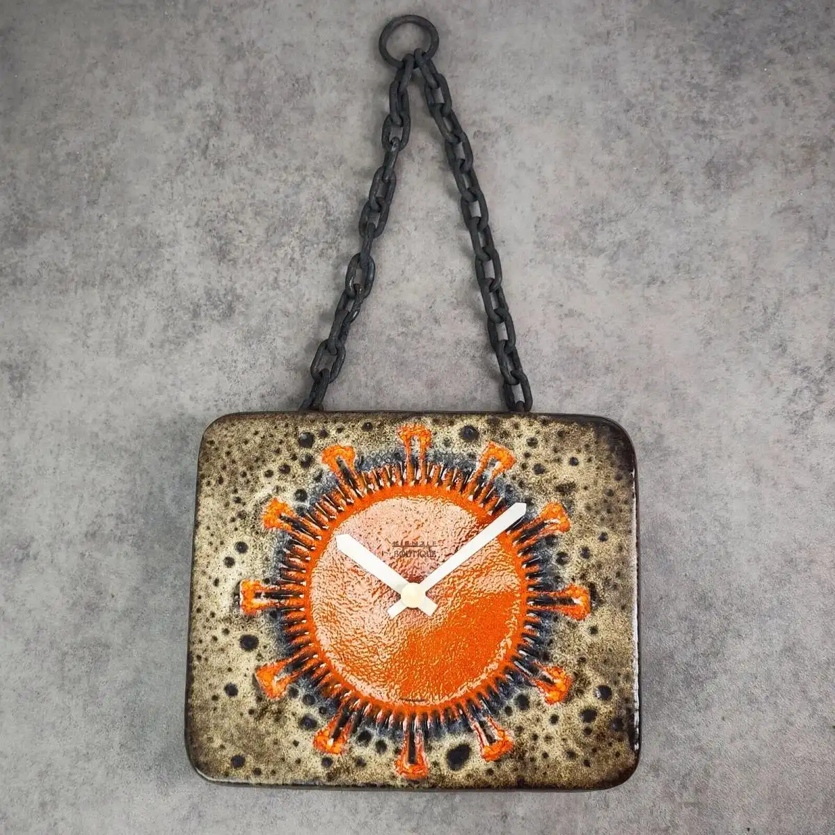 Kienzle Wanduhr Keramik Fat Lava Kette Mid Century Space age orange braun WGP 3