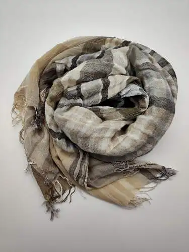 Leichter Schal kariert Naturtöne pastell Fransen Herbsttyp Schal Foulard Schaltu