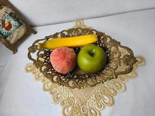 Obstkorb Metall vintage Hollywood Regency Obstschale Korb Schale Messing Barock 