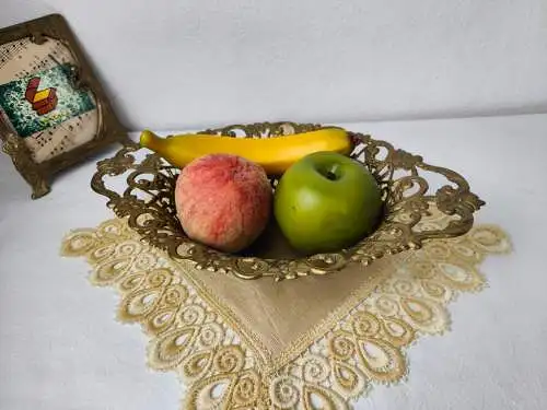 Obstkorb Metall vintage Hollywood Regency Obstschale Korb Schale Messing Barock 