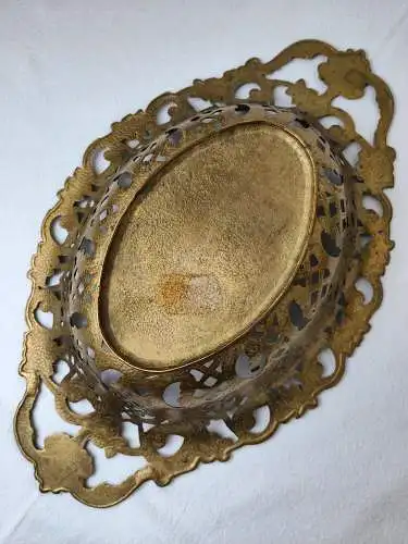 Obstkorb Metall vintage Hollywood Regency Obstschale Korb Schale Messing Barock 