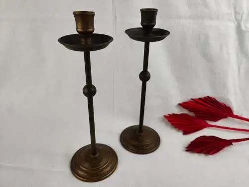 2x Kerzenständer Kugel Messing Bronze Metall Altar Schrein Paar Set Kerzenhalter