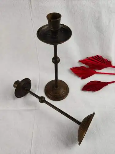 2x Kerzenständer Kugel Messing Bronze Metall Altar Schrein Paar Set Kerzenhalter