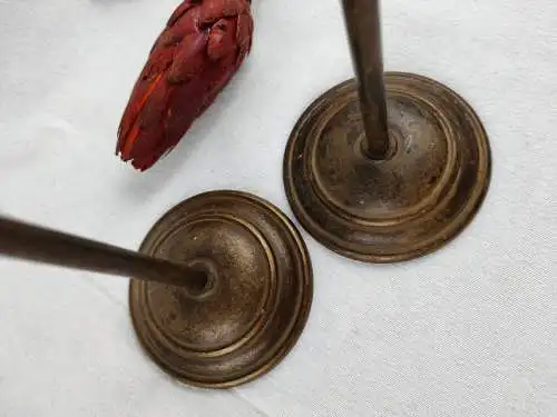 2x Kerzenständer Kugel Messing Bronze Metall Altar Schrein Paar Set Kerzenhalter
