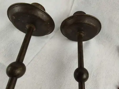 2x Kerzenständer Kugel Messing Bronze Metall Altar Schrein Paar Set Kerzenhalter