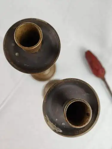 2x Kerzenständer Kugel Messing Bronze Metall Altar Schrein Paar Set Kerzenhalter