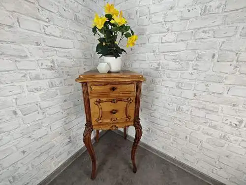 Nachtschränkchen antik Louis XV Stil Beistelltisch barock Nachttisch Holz Marmor