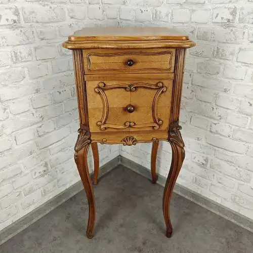 Nachttisch Nachtschränkchen antik Louis XV Stil Beistelltisch barock Holz Marmor