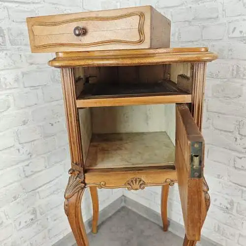 Nachttisch Nachtschränkchen antik Louis XV Stil Beistelltisch barock Holz Marmor