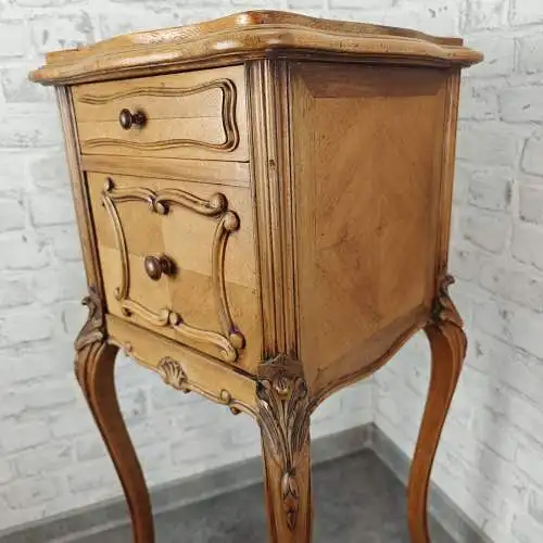 Nachttisch Nachtschränkchen antik Louis XV Stil Beistelltisch barock Holz Marmor