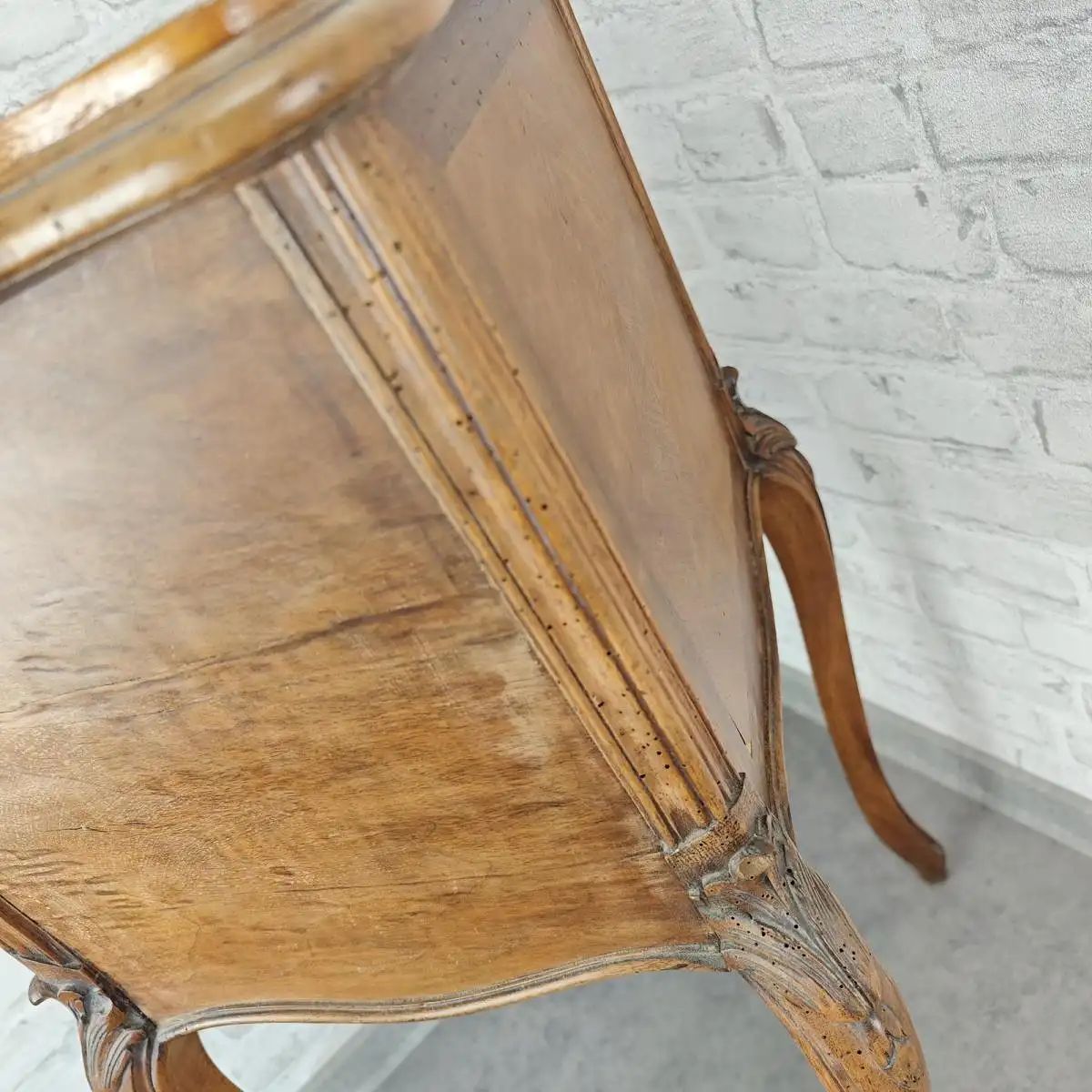 Nachttisch Nachtschränkchen antik Louis XV Stil Beistelltisch barock Holz Marmor 8