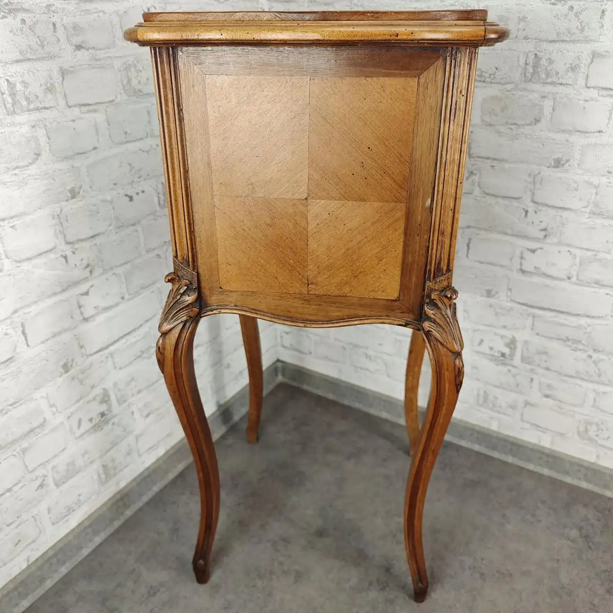 Nachttisch Nachtschränkchen antik Louis XV Stil Beistelltisch barock Holz Marmor 9