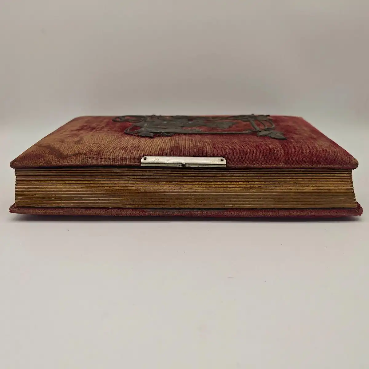 Kabinett-Fotoalbum Jugendstil Applikation Samt rot Foto 1900 Soldaten Kaiserzeit 5