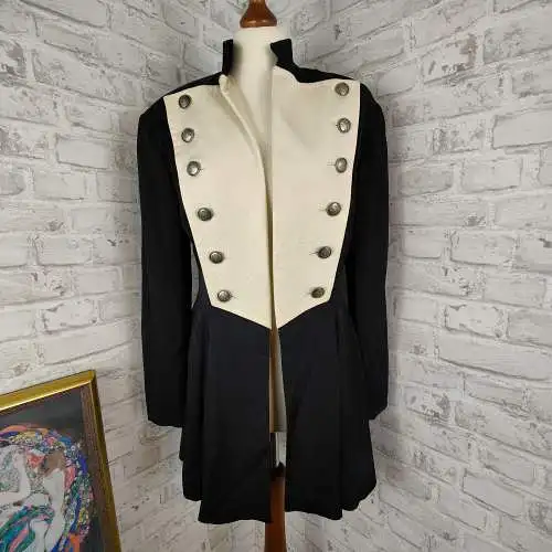 Future Ozbek Jacke Frack Zirkus Pirat 80er Metallknöpfe Kurzmantel Longblazer
