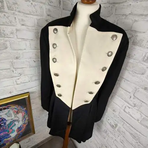 Future Ozbek Jacke Frack Zirkus Pirat 80er Metallknöpfe Kurzmantel Longblazer