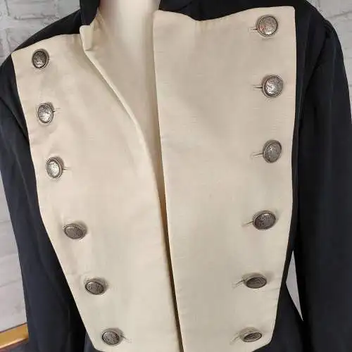 Future Ozbek Jacke Frack Zirkus Pirat 80er Metallknöpfe Kurzmantel Longblazer