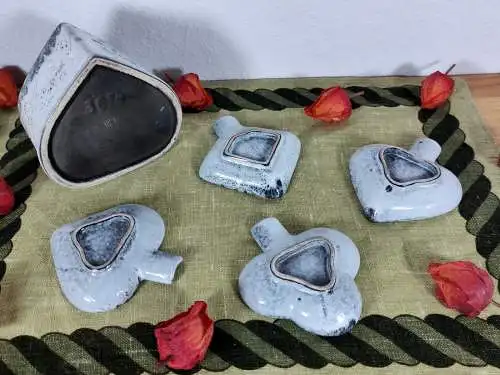 Aschenbecher stapelbar Fat Lava Style Set Halter Keramik Spielkarten Mid Century