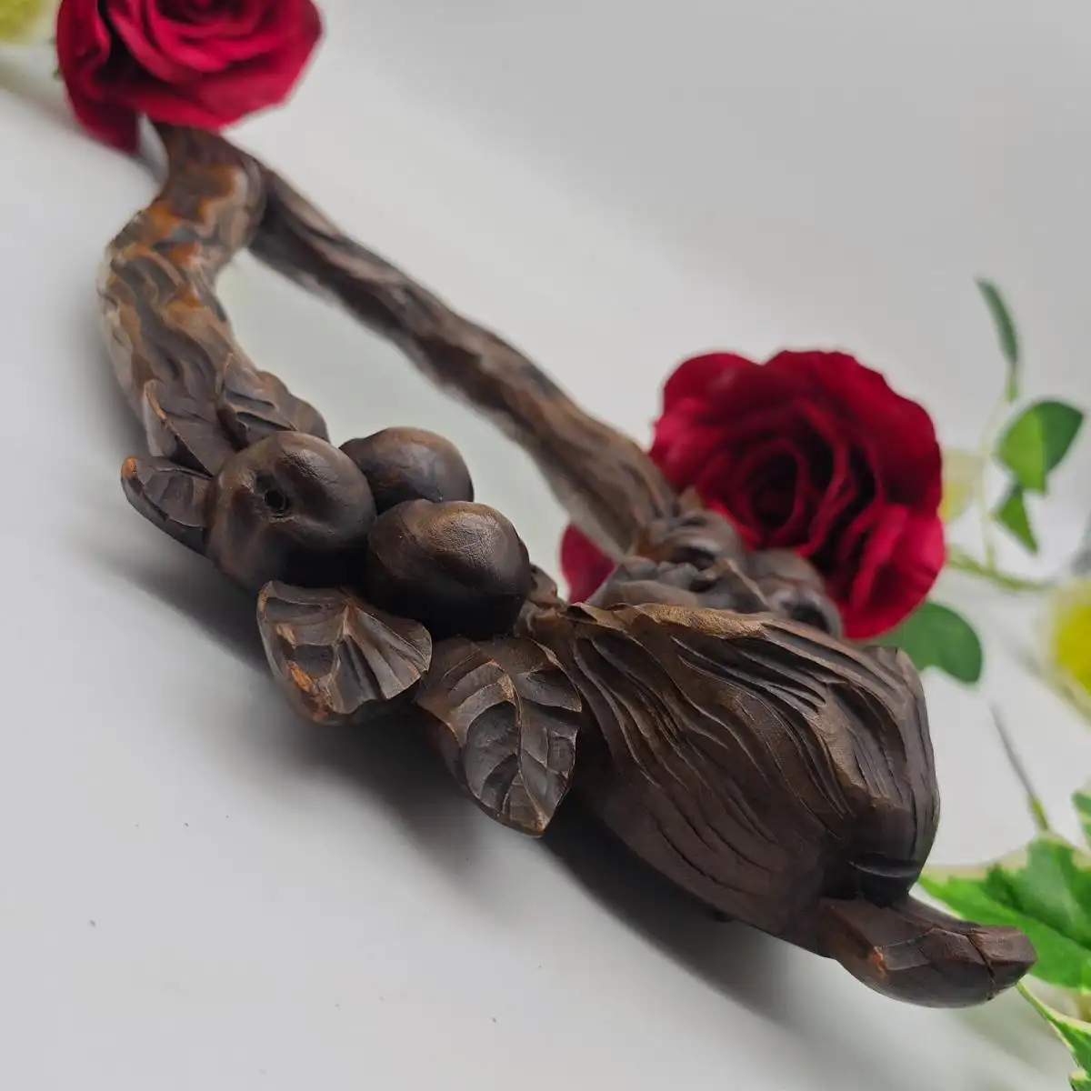 Handspiegel Schminkspiegel Spiegel Holz Jugendstil Schnitzerei Vanity Braut 11