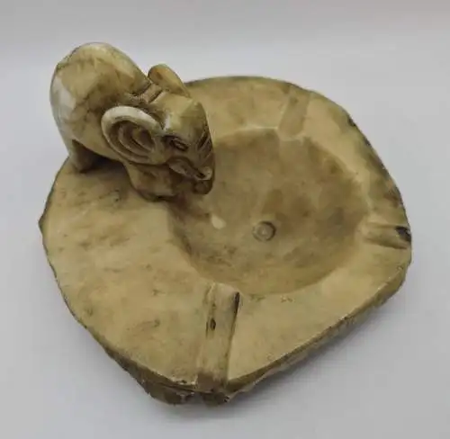Aschenbecher Alabaster Elefant Spanien geschnitzt Ascher Marmor Mid Century