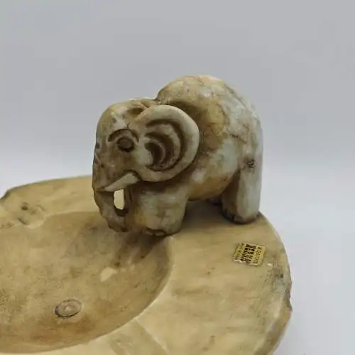 Aschenbecher Alabaster Elefant Spanien geschnitzt Ascher Marmor Mid Century