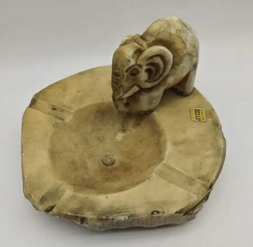 Aschenbecher Alabaster Elefant Spanien geschnitzt Ascher Marmor Mid Century