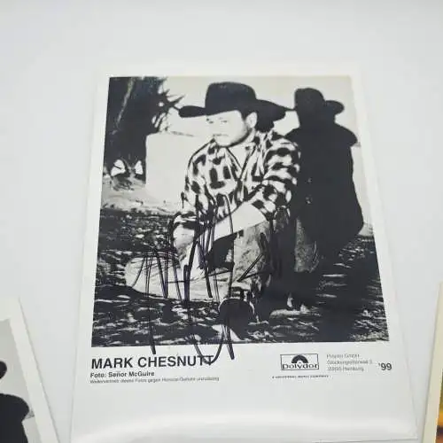 Mark Chesnutt Autogrammkarten Set 1999 Polydor handsigniertes Foto Promo Dia Cou