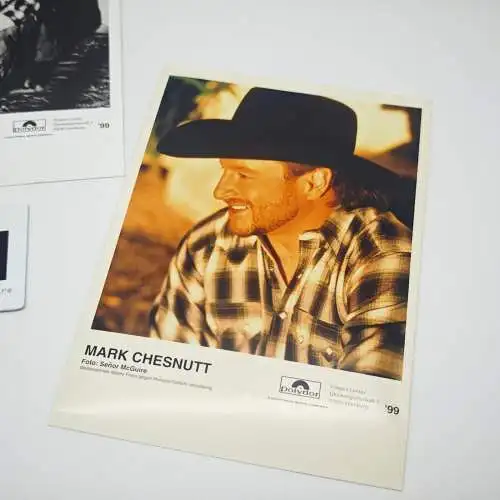 Mark Chesnutt Autogrammkarten Set 1999 Polydor handsigniertes Foto Promo Dia Cou