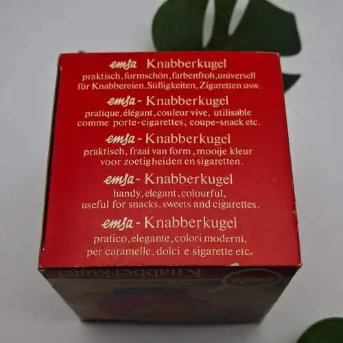 Emsa Knabberkugel rot Kunststoff OVP Space Age Anbietschale 70er Popart West Ger