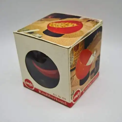 Emsa Knabberkugel rot Kunststoff OVP Space Age Anbietschale 70er Popart West Ger