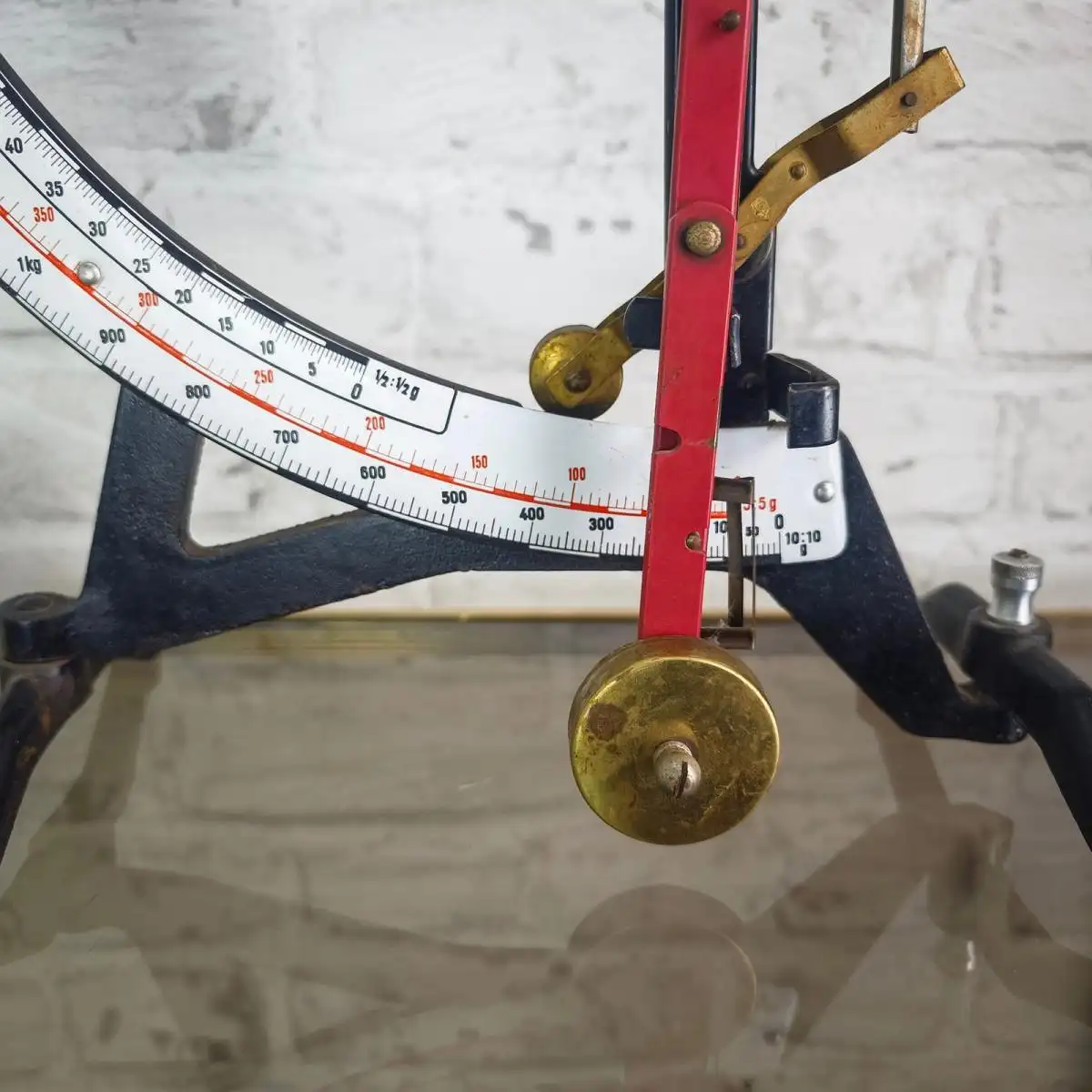 XXL Briefwaage antik Waage Emaille Anzeige Feinwaage bis 2 kg mechanisch Post 1